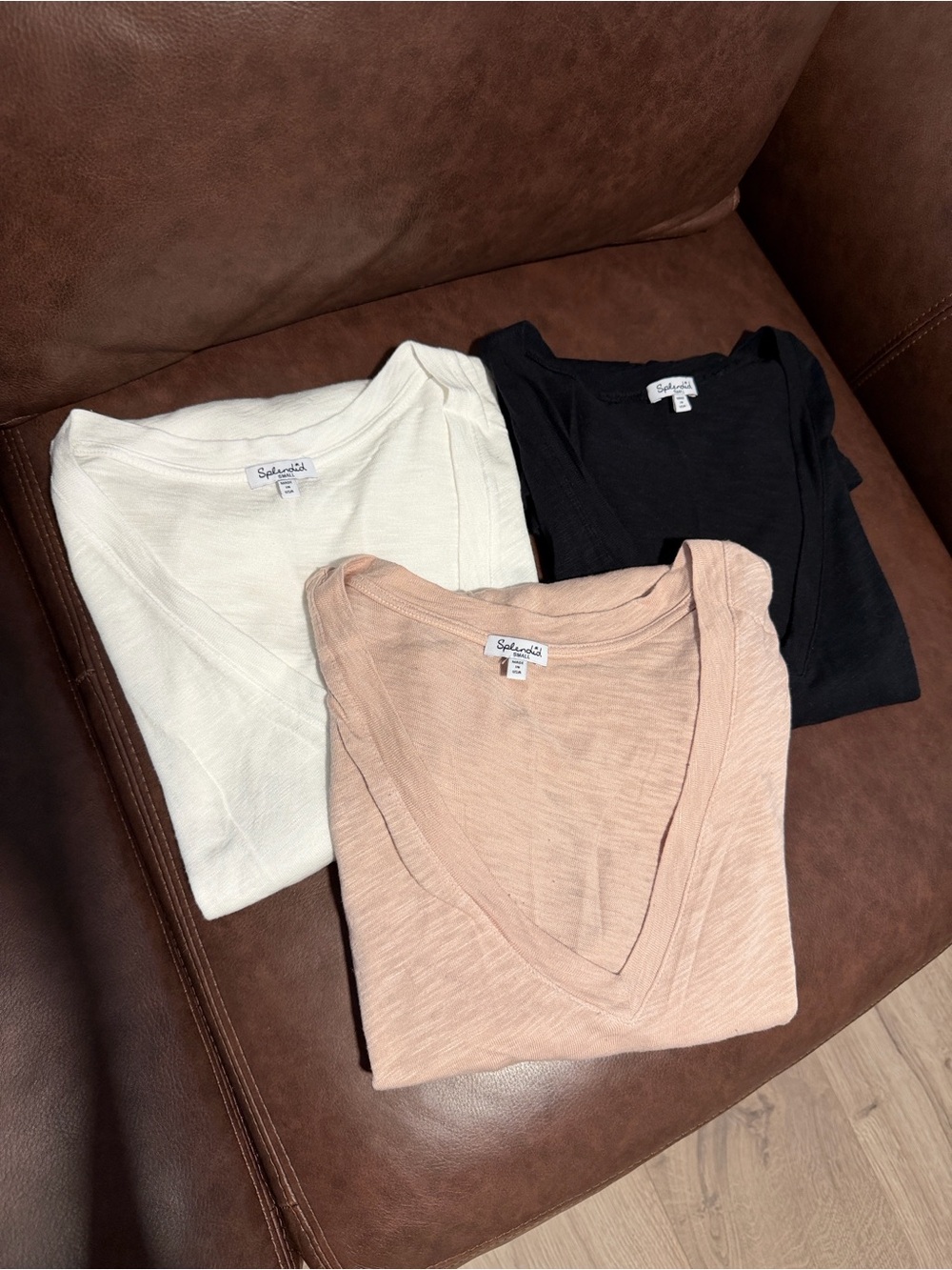 Splendid V-Neck Tee Set - Black, Ivory, Blush